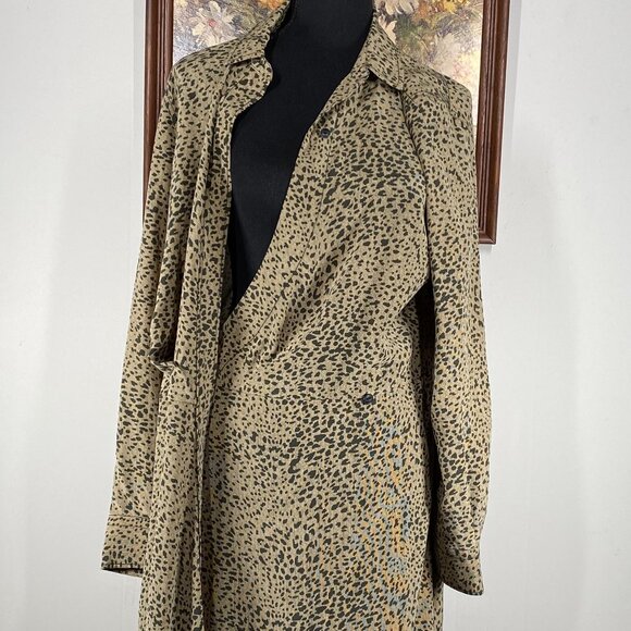 Rag & Bone 100% Silk Karen Wrap Dress Women's 8 Olive Leopard Print NWT - Picture 4 of 15